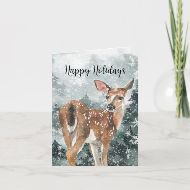 Cartes Pour Fêtes Annuelles Les Rennes Forestiers Des Bois Sont Heureux (Devant)