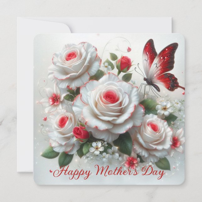 Cartes Pour Fêtes Annuelles Les Roses heureux de la mère (Devant)