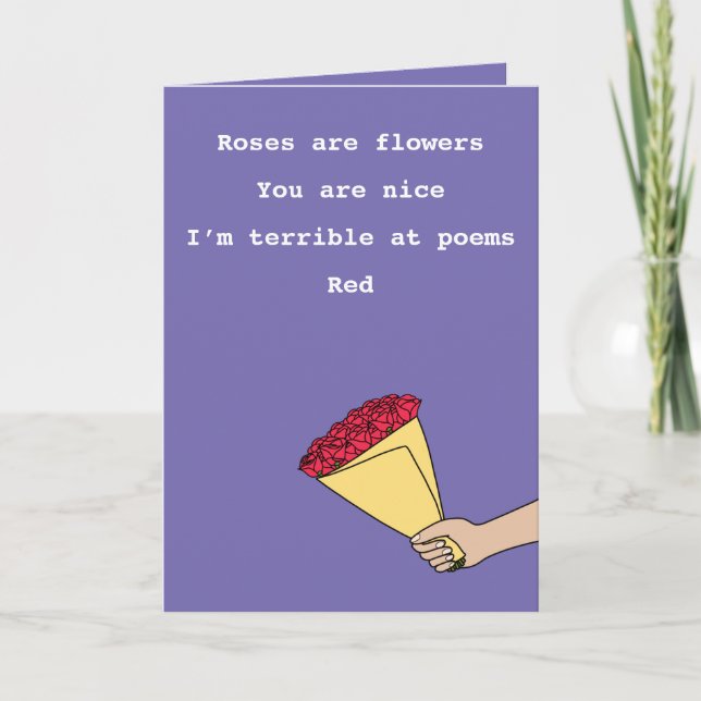 Cartes Pour Fêtes Annuelles Les roses sont des poèmes rouges drôles Valentine' (Devant)