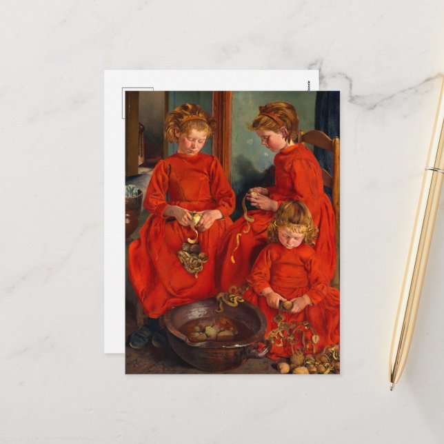 Cartes Pour Fêtes Annuelles Les trois soeurs de Leon Frederic (Devant/Arrière en situation)