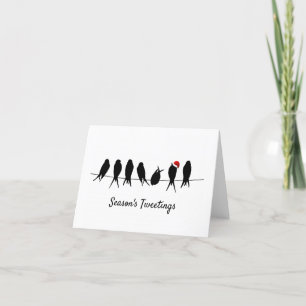 Cartes Pour Fêtes Annuelles Les Tweets de la saison Oiseaux noirs sur un fil