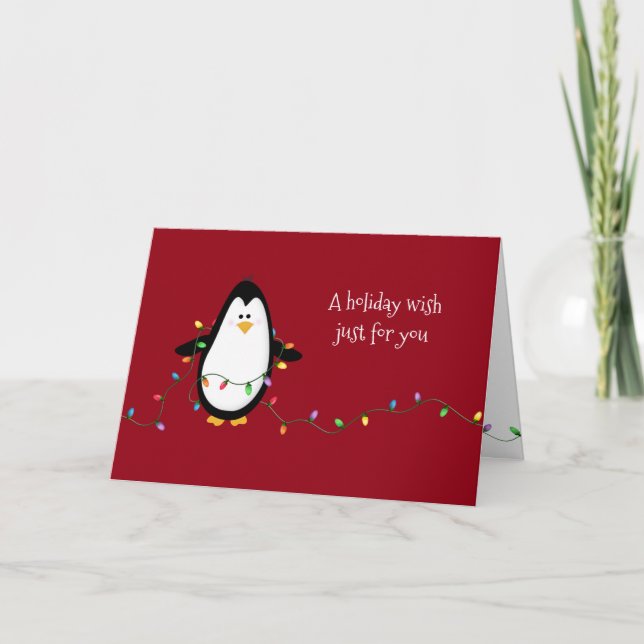 Cartes Pour Fêtes Annuelles Les vacances de Noël heureux de pingouin (Devant)