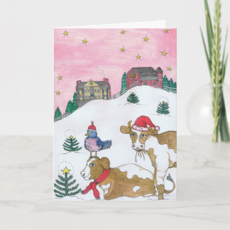 Cartes Pour Fêtes Annuelles Les Vaches Reviennent À La Maison Pour Noël