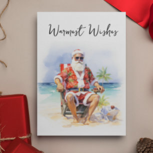 Cartes Pour Fêtes Annuelles Les Voeux les plus Chauds Père Noël à la Plage