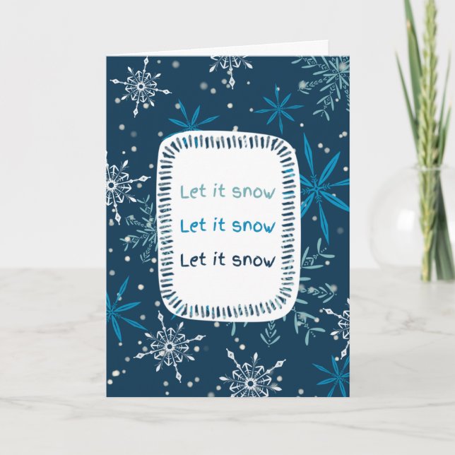 Cartes Pour Fêtes Annuelles "Let it Snow" Blue Snowflake Non Photo (Devant)