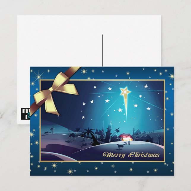 Cartes Pour Fêtes Annuelles L'étoile de Bethléem. Noël (Devant / Derrière)