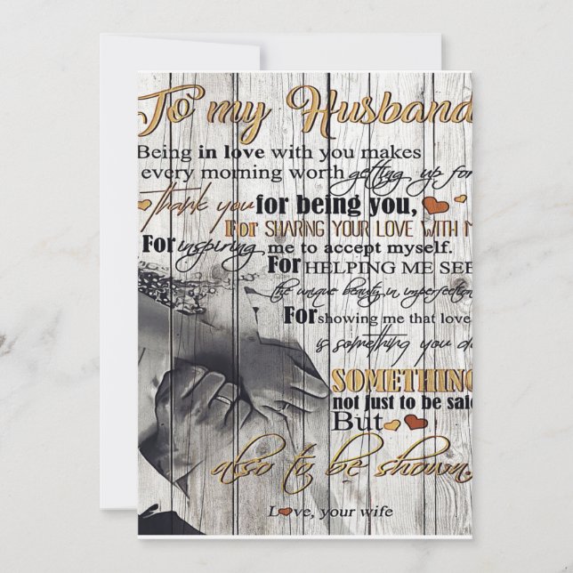 Cartes Pour Fêtes Annuelles Lettre À Mon Mari, Belle Citations Cadeau (Devant)