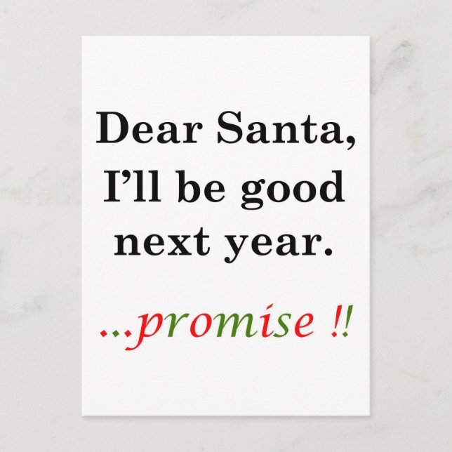 Cartes Pour Fêtes Annuelles Lettre à Père Noël (Devant)