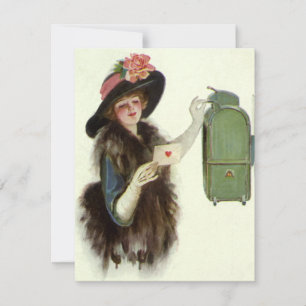 Cartes Pour Fêtes Annuelles LETTRE D'AMOUR DE LA FEMME vintage VÉNITIENNES DU 
