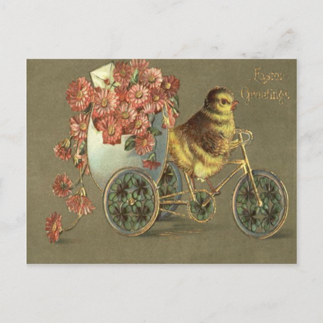 Cartes Pour Fêtes Annuelles Lettre d'amour de vélo de chrysanthème d'oeufs de (Devant)