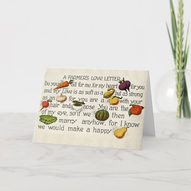 Cartes Pour Fêtes Annuelles Lettre d'amour d'un fermier Vintage 1914 (Devant)