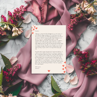 Cartes Pour Fêtes Annuelles Lettre d'amour manuscrite avec la Saint-Valentin c