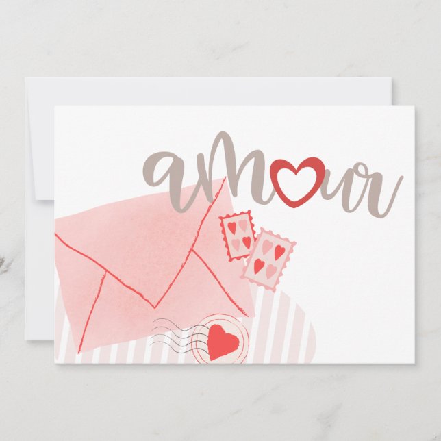 Cartes Pour Fêtes Annuelles Lettre d'amour pastel Cœur rose Saint-Valentin (Devant)