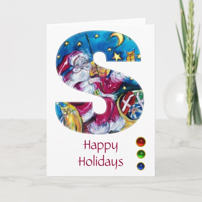 CARTES POUR FÊTES ANNUELLES LETTRE DE NOËL / MONOGRAM PÈRE NOËL INSPIRÉ (Devant)