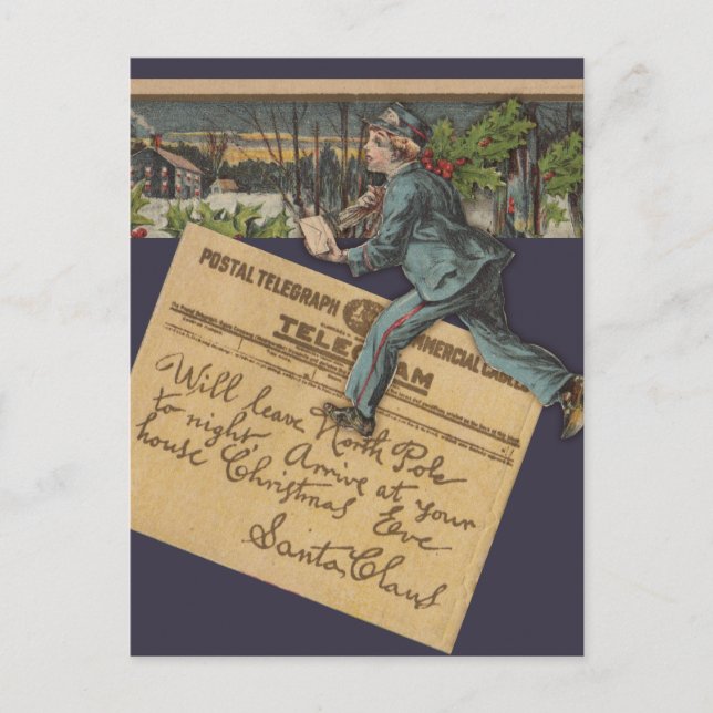 Cartes Pour Fêtes Annuelles Lettre de Noël Père Noël vintage (Devant)