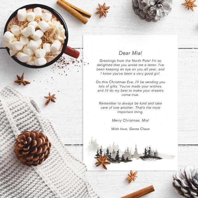 Cartes Pour Fêtes Annuelles Lettre de Père Noël à bébé Monochrome hiver (Créateur téléchargé)
