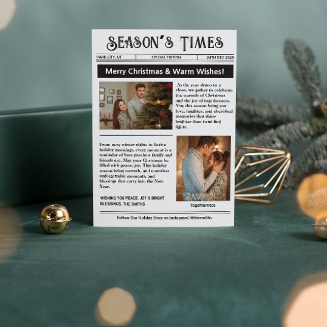 Cartes Pour Fêtes Annuelles Lettre d'information Archives Photo Collage Noël (what a year christmas cards modern photo collage year in review black and white family newsletter)