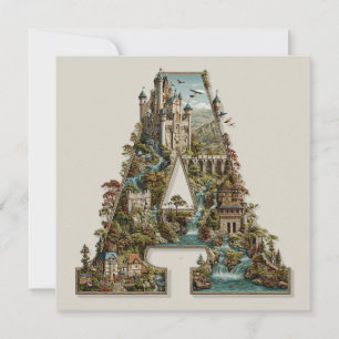 Cartes Pour Fêtes Annuelles Lettre Fantastique A avec des Châteaux dans le Liv