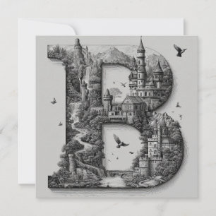 Cartes Pour Fêtes Annuelles Lettre Fantastique B avec des Châteaux dans le Cie