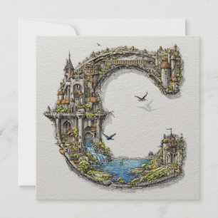 Cartes Pour Fêtes Annuelles Lettre Fantastique C avec Château dans le Ciel Liv