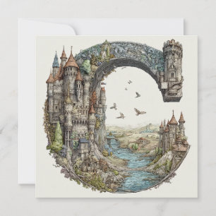 Cartes Pour Fêtes Annuelles Lettre Fantastique C avec des Châteaux dans le Liv