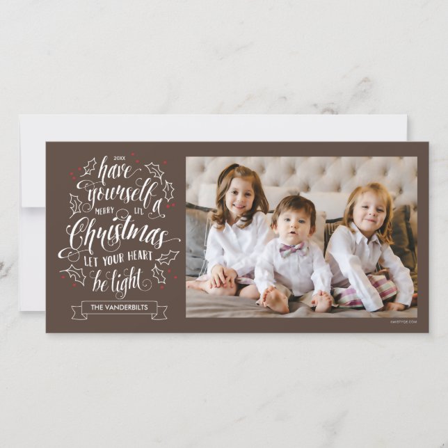 Cartes Pour Fêtes Annuelles Lettre main Joyeux Li l Noël un côté (Devant)