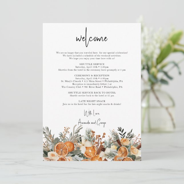 Cartes Pour Fêtes Annuelles Lettre mariage Bienvenue Sac Itinéraire Automne hi (Debout devant)