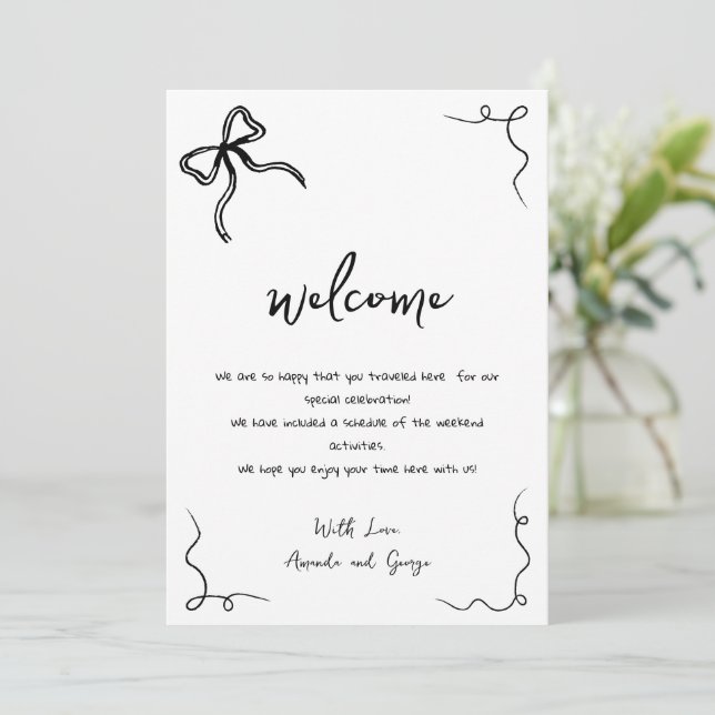 Cartes Pour Fêtes Annuelles Lettre mariage de bienvenue - Itinéraire (Debout devant)