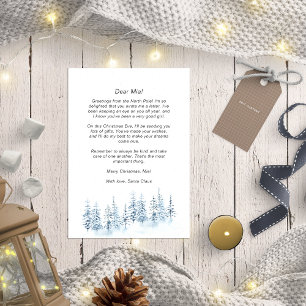 Cartes Pour Fêtes Annuelles Lettre père Noël pour Bébé Bleu Forêt d'hiver Rust