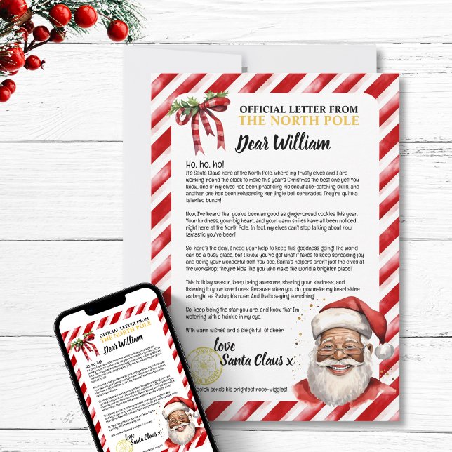 Cartes Pour Fêtes Annuelles Lettre Personnalisée Amusante d'un Gentil Enfant a (Playful Personalized Nice Kid Letter To Santa Fun Holiday festive north pole positive encouragement)