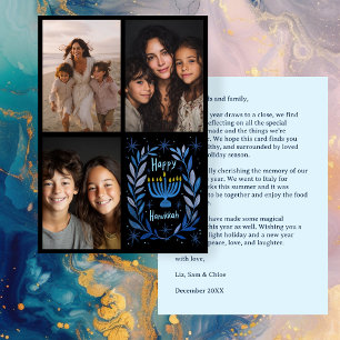 Cartes Pour Fêtes Annuelles LETTRE PHOTO HEUREUSE HANOUKKA CUSTOM 3 Dessinée À