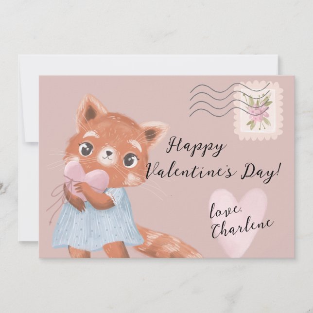 Cartes Pour Fêtes Annuelles Lettre postale Panda rouge mignonne Saint-Valentin (Devant)