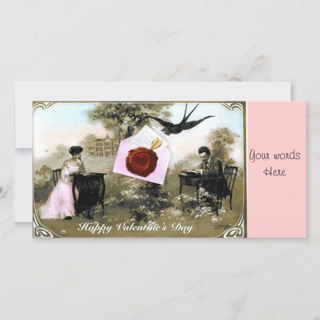 CARTES POUR FÊTES ANNUELLES LETTRE VALENTINE ROMANTIQUE, SCEAU DE CIRE ROUGE (Devant)