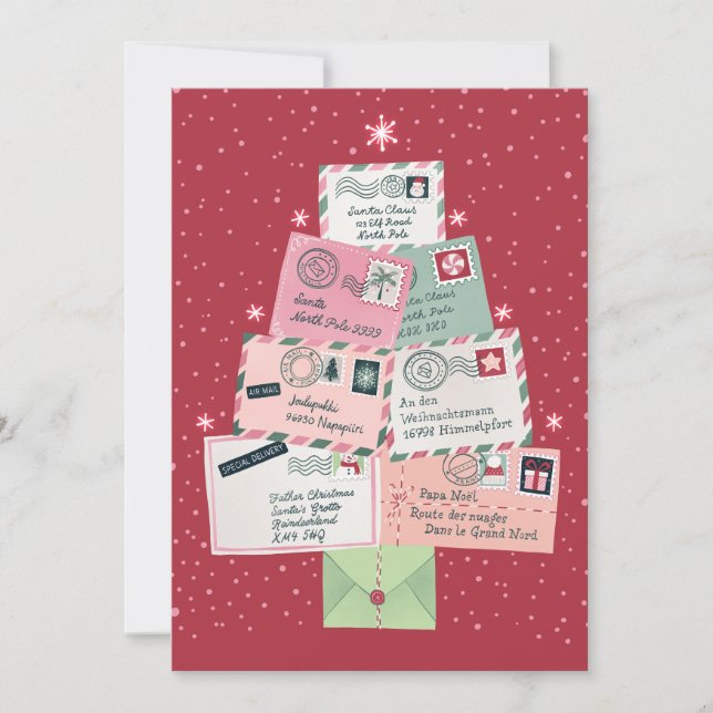 Cartes Pour Fêtes Annuelles Lettres au Père Noël Sapin de Noël (Devant)