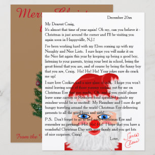 Cartes Pour Fêtes Annuelles Lettres de Père Noël Lettre personnalisée