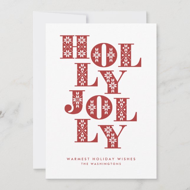 Cartes Pour Fêtes Annuelles Lettres de pull Holly Jolly (Devant)