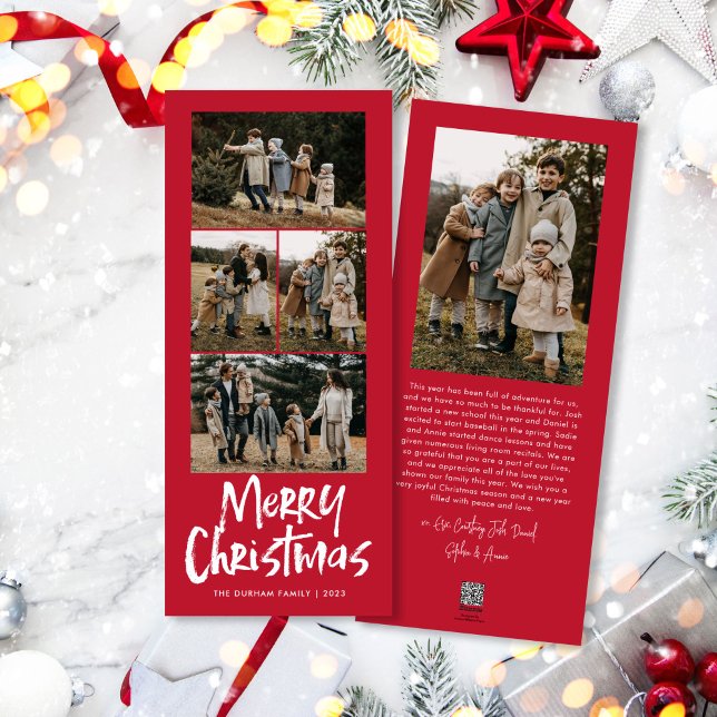 Cartes Pour Fêtes Annuelles Lettres modernes Cinq photo mince Joyeux Noël (Créateur téléchargé)