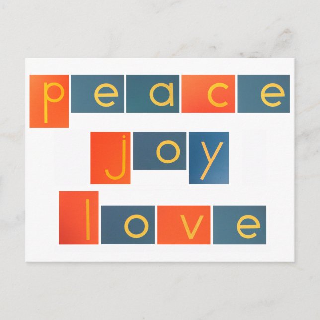 Cartes Pour Fêtes Annuelles LETTRES papier journal PEACE JOY LOVE (Devant)