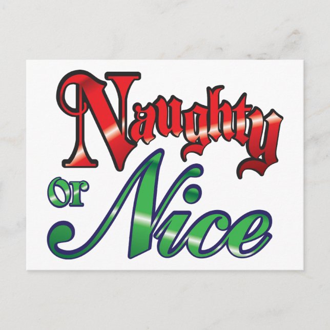Cartes Pour Fêtes Annuelles Lettres rouges rétro Noël, Naughty ou Nice (Devant)