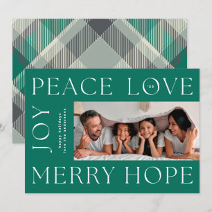 Cartes Pour Fêtes Annuelles Lettres vertes de Noël JOYER JOY PEACE LOVE photo