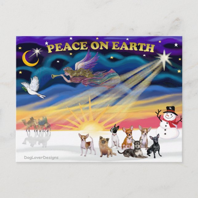 Cartes Pour Fêtes Annuelles Lever de Noël - Chihuahuas (sept) (Devant)