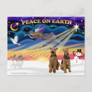 Cartes Pour Fêtes Annuelles Lever de Noël - Deux Airedales