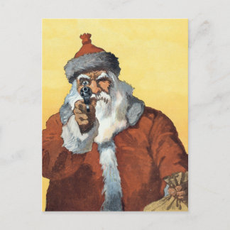 Cartes Pour Fêtes Annuelles Levez Les Mains ! - Comme le Père Noël regarde cer