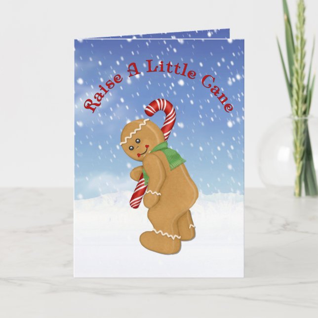 Cartes Pour Fêtes Annuelles Levez Une Petite Canne Pliée Noël (Devant)