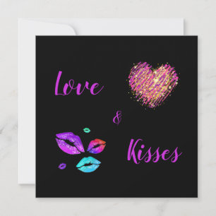 Cartes Pour Fêtes Annuelles Lèvres Colorées Avec Amour & Baisers