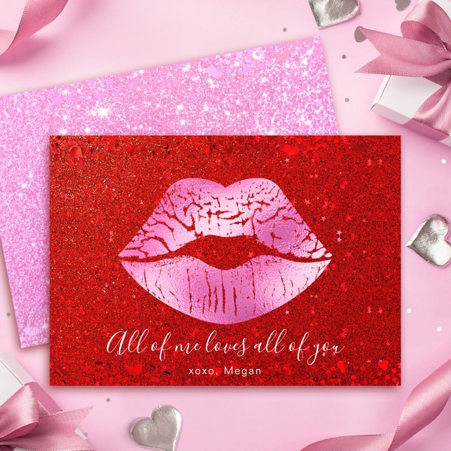 Cartes Pour Fêtes Annuelles Lèvres roses Parties scintillant rouge Tout le mon (Créateur téléchargé)
