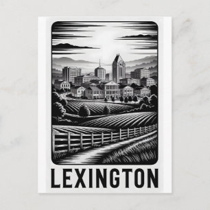 Cartes Pour Fêtes Annuelles Lexington Kentucky Skyline Noir et Blanc Gravure s