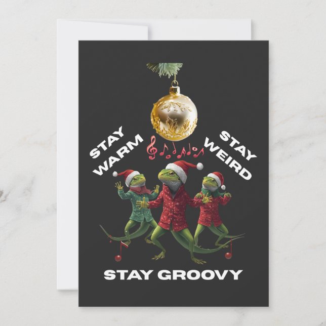 Cartes Pour Fêtes Annuelles Lézards Groovy (Devant)
