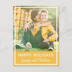 Cartes Pour Fêtes Annuelles LGBT Happy Holigays Christmas Photo Mustard Jaune