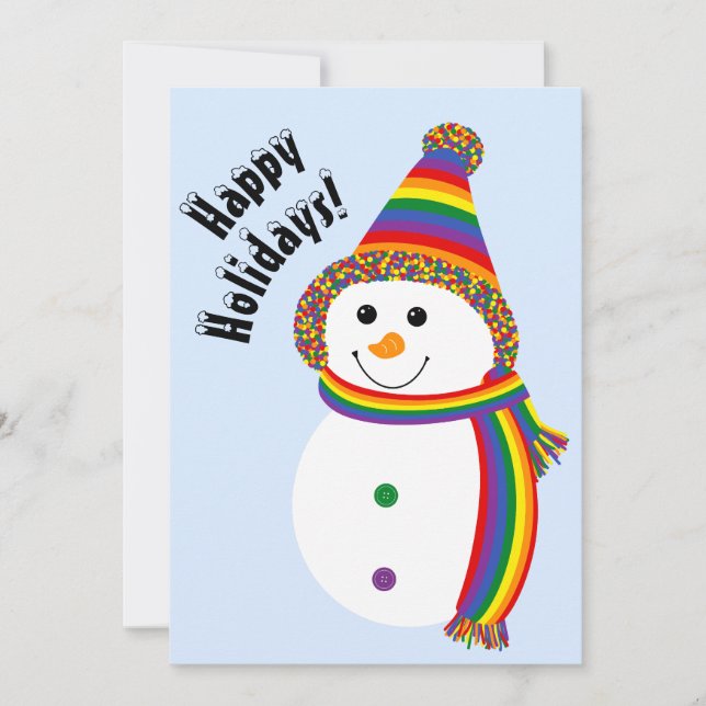 Cartes Pour Fêtes Annuelles LGBTQ+ Fierté Snowman Snowperson Joyeux Vacances (Devant)